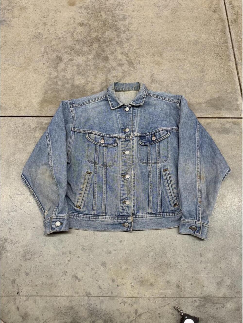 vintage lee faded blue denim jean jacket size large